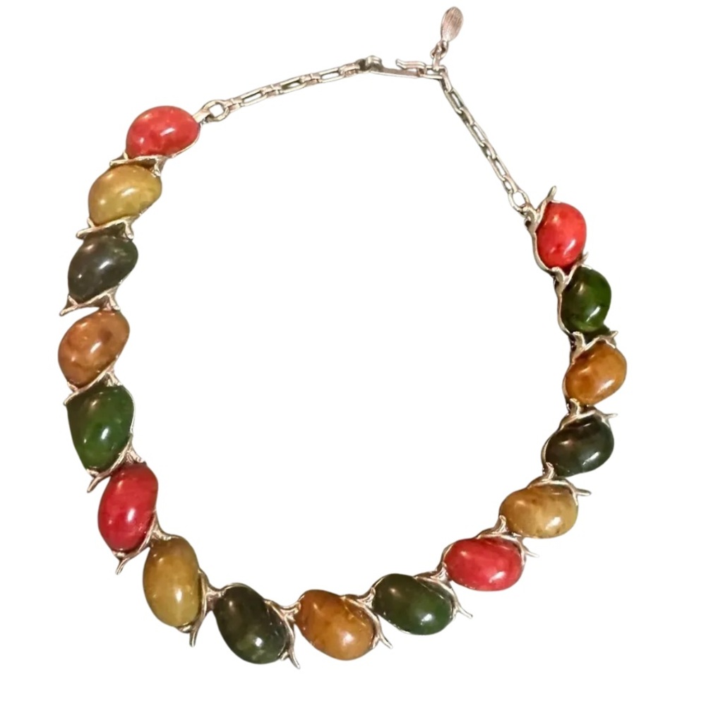 1970's Multicolor Enamel Stone Necklace